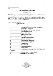 English Worksheet: The classmate challenge