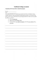 English worksheet: Writing--choose your opinion