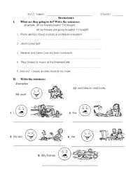 English Worksheet: be going to + like to
