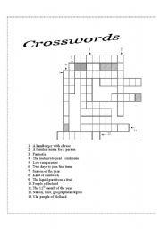 English worksheet: Crossword