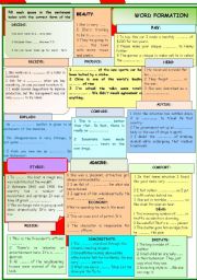 English Worksheet: WORD FORMATION