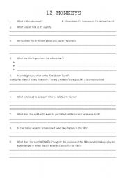 English worksheet: 12 monkeys