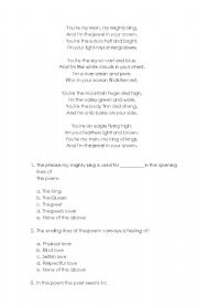 English Worksheet: reading comprehension