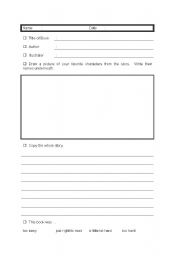 English worksheet: book report format 