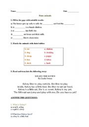 English worksheet:  the farm animals