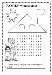 English Worksheet: FAMILY WORDSEARCH