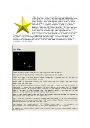 English Worksheet: Facts of SUN, MOON, and STARS