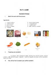English Worksheet: Cooking Class - Sandwich