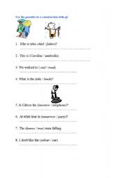 English Worksheet: Use Genetives or a construction with of