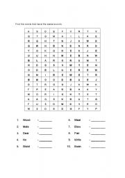 English Worksheet: homophoes