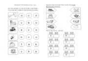 English worksheet: A SET OF EXERCISES IN RECOGNIZING THE BEGINNING LETTERS [Aa - Cc]