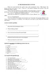 English worksheet: Trouble at school - Part II