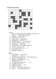 English Worksheet: Crossword