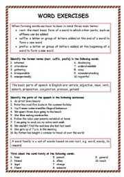 English Worksheet: word exercises