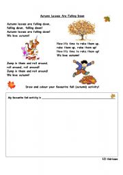 English Worksheet: Autumn leaves are falling down