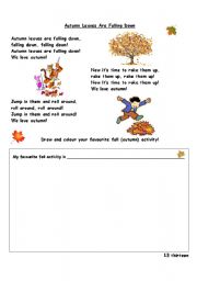 English worksheet: Autumn leaves are falling down