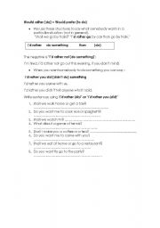 English Worksheet: WOULD RATHER