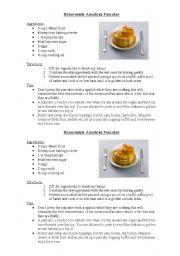 English Worksheet: Home-made American Pancakes Recipe