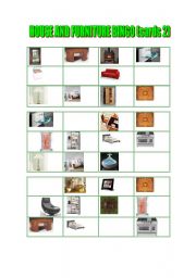 English Worksheet: House and furniture bingo