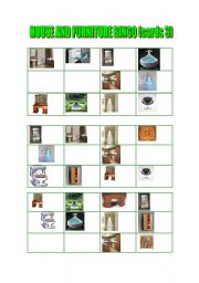 English worksheet: House and furniture bingo