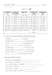 English Worksheet: verb to BE