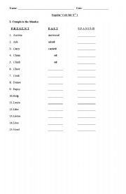 English Worksheet: 15 regular verbs in past