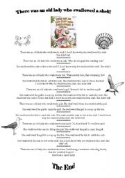 English worksheet: The Old Lady who swallowed a shell...