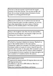 English worksheet: planets