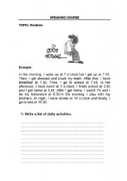 English Worksheet: Routine