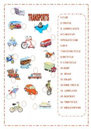 English Worksheet: TRANSPORTS-MATCHING