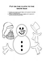 English Worksheet: Put on the cloth to the snow man