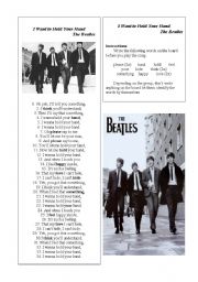 English Worksheet: Music Activity The Beatles I Want to Hold Your Hand