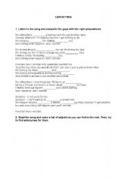 English Worksheet: lemon tree, song