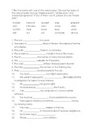English Worksheet: Test sheet for Verb usage(simple present, simple past, present progressive) from LONGMAN Welcome to English 6A