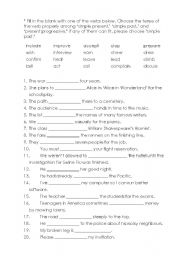 Test sheet for Verb usage(simple present, simple past, present progressive) from LONGMAN Welcome to English 6A