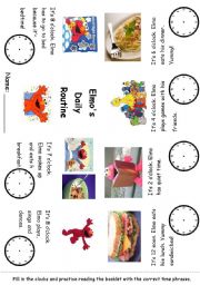 Editable Time and Daily Routines with Elmo Minibook #1 - Readings and fillin clocks