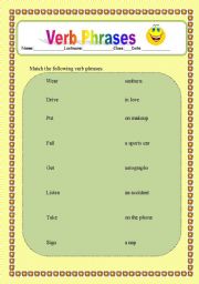 English worksheet: Verb Phrases