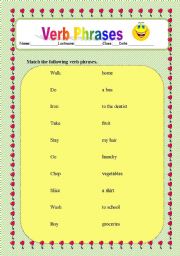 English worksheet: Verb Phrases 2