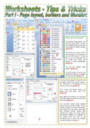 English Worksheet: Worksheets - Tips and Tricks - Layout, borders and WordArt - Tutorial in 27 steps (part 1)