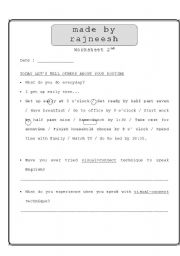 English Worksheet: My typical day
