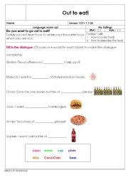 English worksheet: out   to  eat