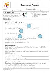 English worksheet: time and people