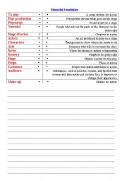 English worksheet: Playscript vocabulary