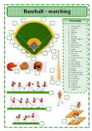 English Worksheet: BASEBALL -MATCHING EXERCISE