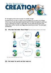 English Worksheet: The Creation