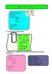 English worksheet: Who are you?