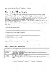 English worksheet: an adapted newspaper article about a young artist