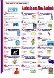 English Worksheet: Australia and New Zealand