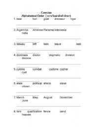 English Worksheet: Alphabetical Order