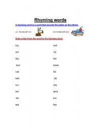 English Worksheet: Rhyming words